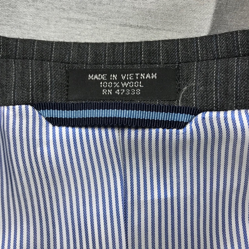 Tommy Hilfiger Mens 100% Wool Pinstripe Suit Charcoal Grey 40R Jacket 34R Pants - Picture 13 of 16